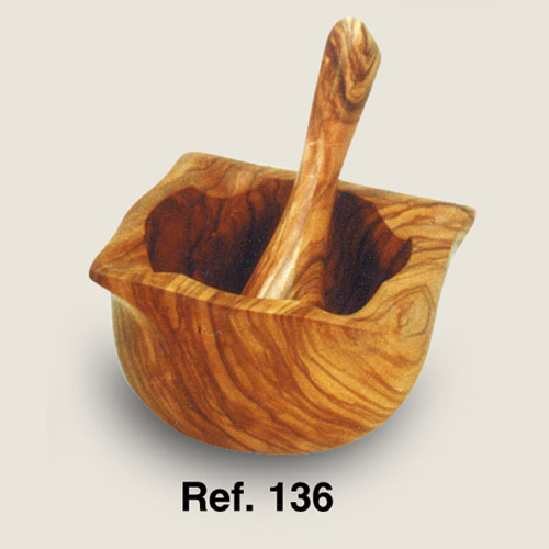 12 cm Balna Mortero con mano de madera de olivo 